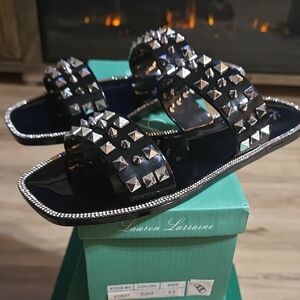 Lauren Lorraine Black Studded Sandals
